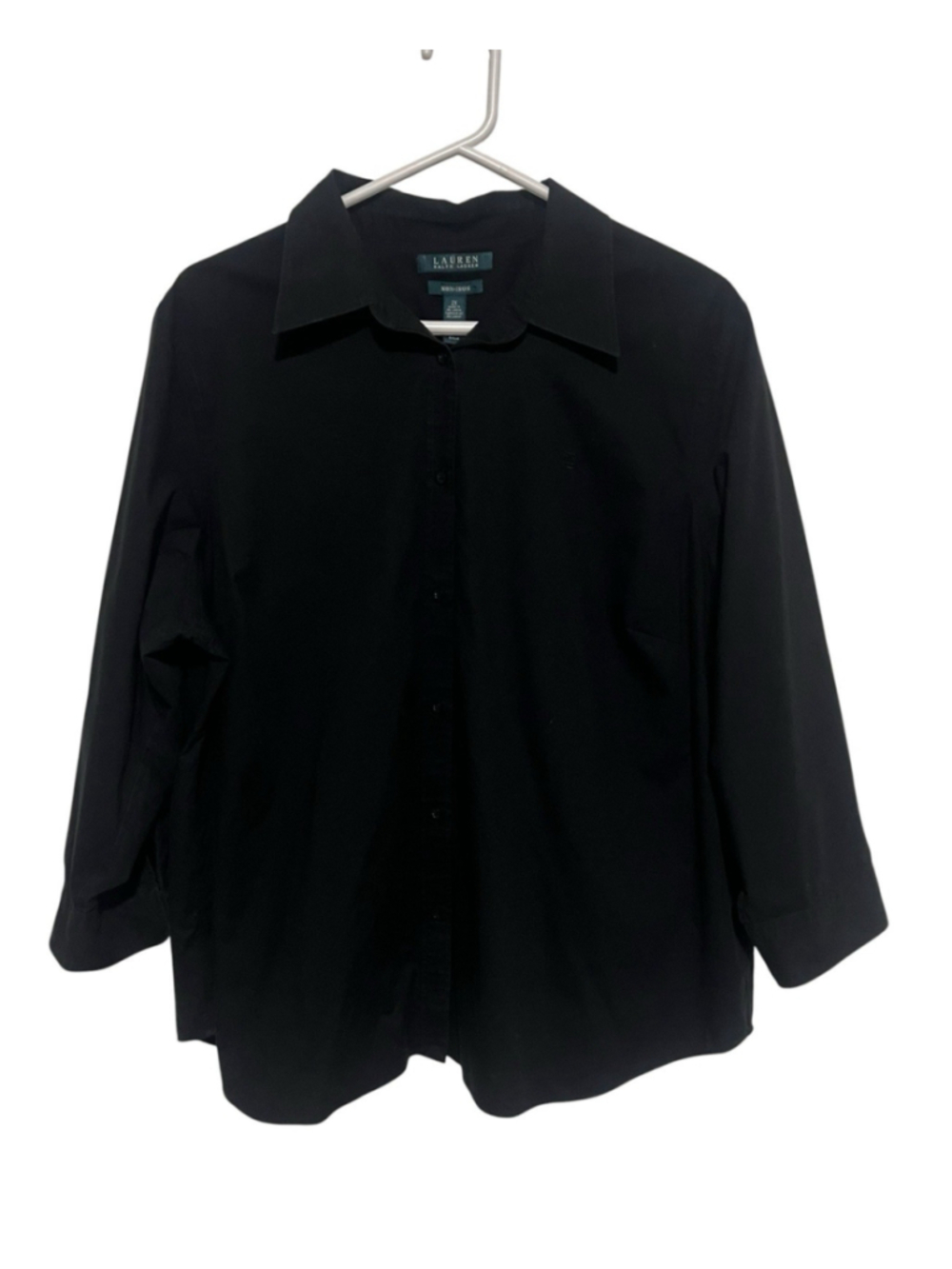 Lauren Ralph Lauren Non-Iron Black Shirt Women’s 2X Non-Iron Button Up Top LRL